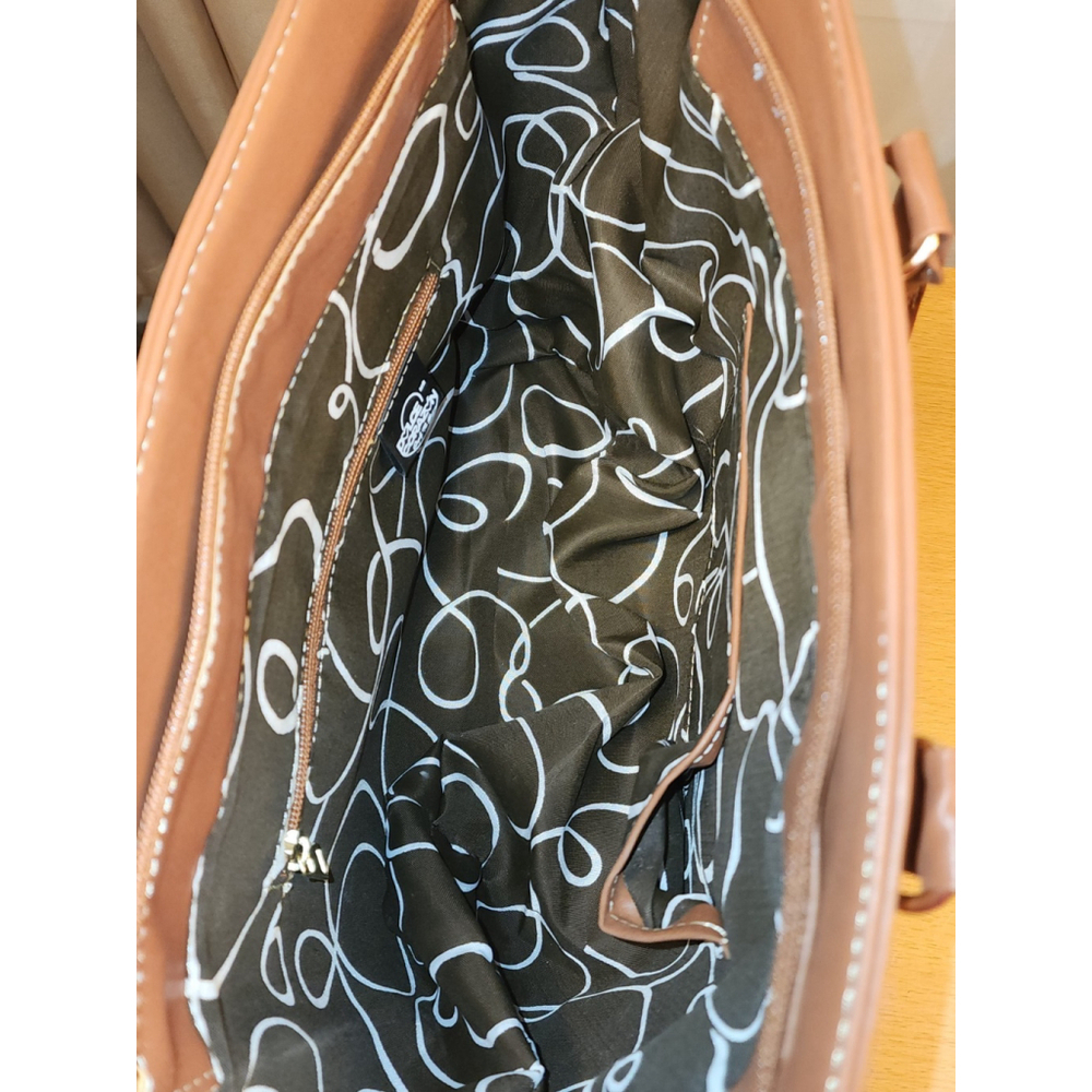 Denim Blue Brown Cross Stitch Embossed Tooled Artisan LEATHER Hobo Bag Purse - Picture 7 of 9